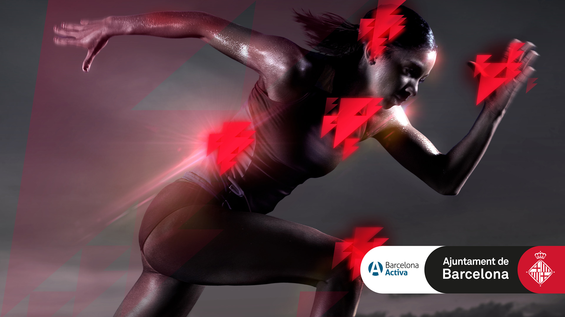 Atleta en movimiento dentro de la identidad visual de Barcelona Sports Hub